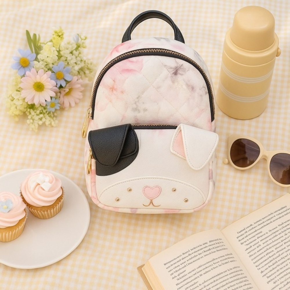 Betsey Johnson Puppy Dog Mini Backpack Floral Quilted Faux Leather NWT
